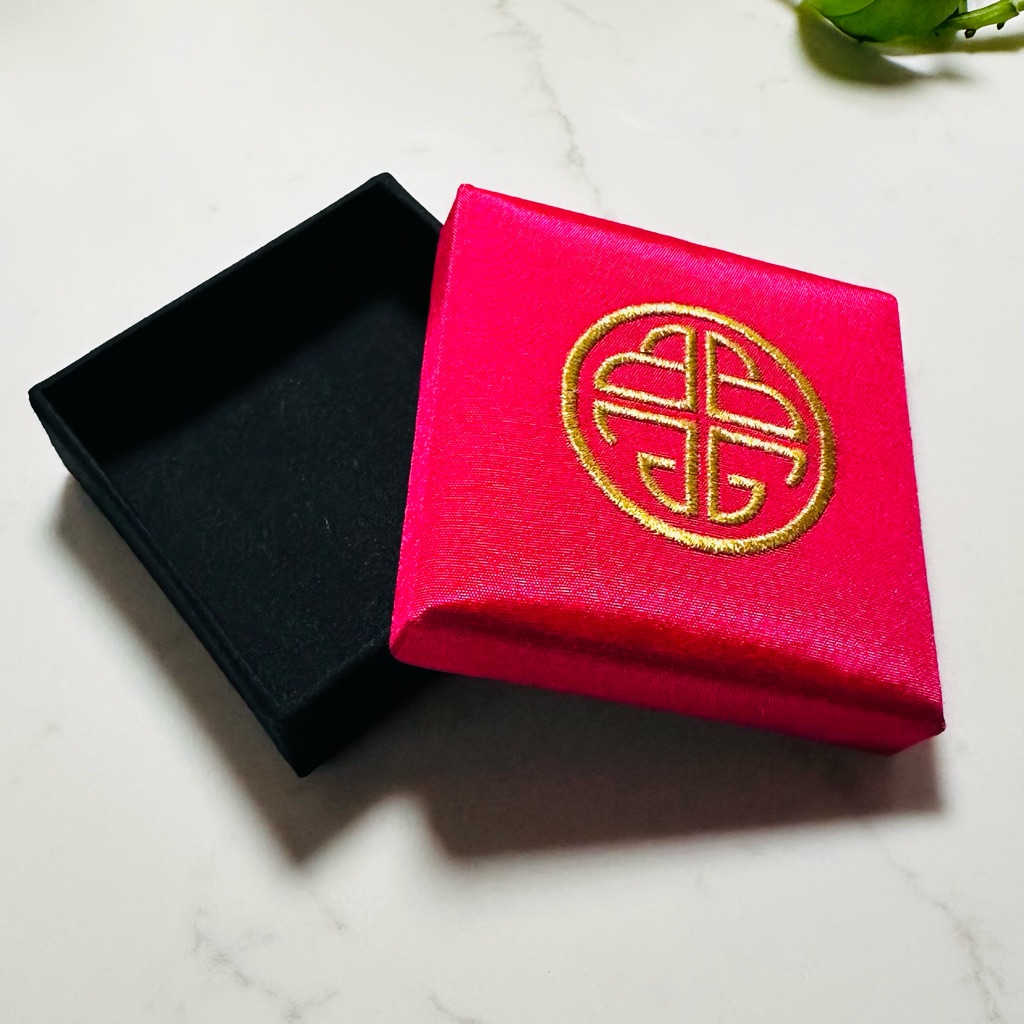 Budhagirl Silk Pink Empty Jewelry Gift Box With Gold Emblem